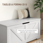 Cassapanca in Legno con Cerniere di Sicurezza, Panca Contenitore Capacità 127L, 1x40x45cm, Bianco - immagine 6