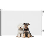 Cancellino per Cani Piccoli Estensibile 0-140x86,5 cm e Retrattile con Blocco Automatico, Bianco