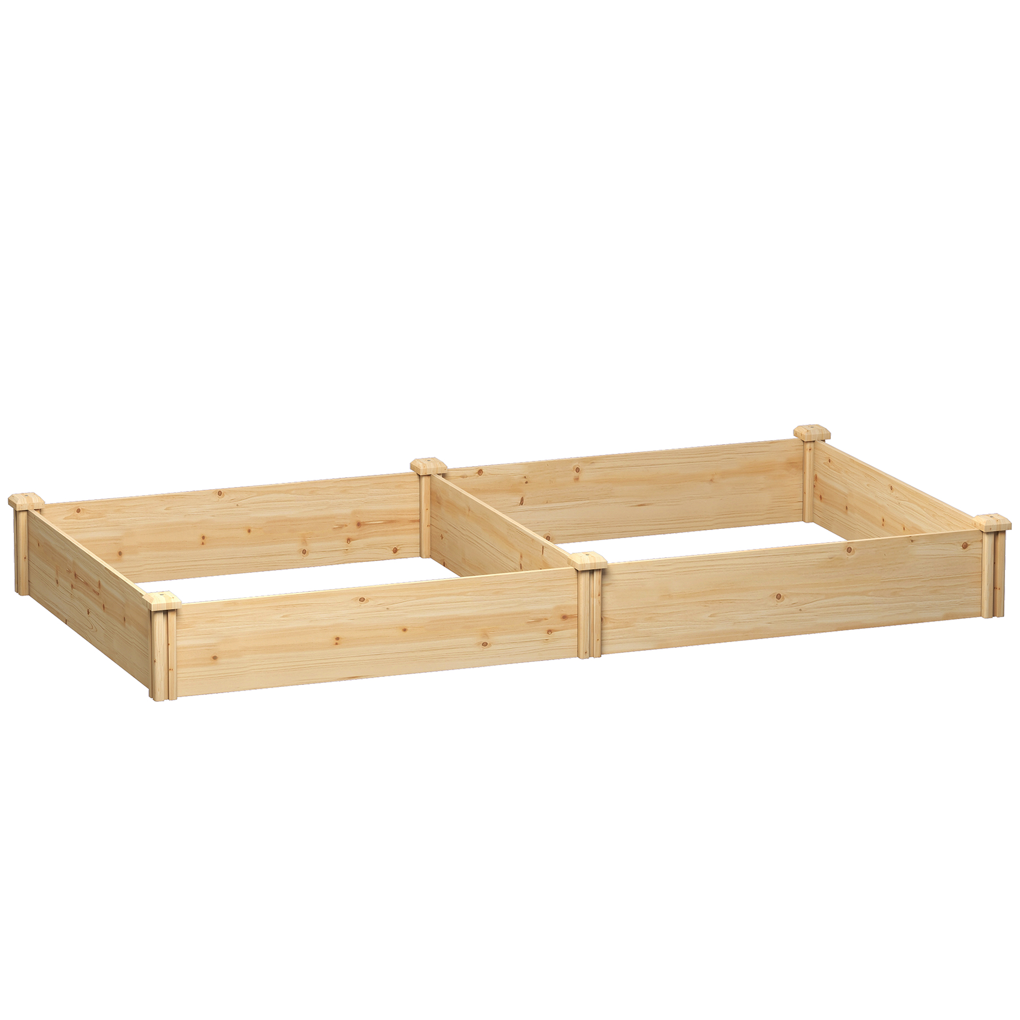 PjJa0419c22f6ac17.jpg Orto in Cassetta con Divisorio Centrale e Fondo Aperto, in Legno di Abete, 235x121x26 cm, color Legno - immagine 1