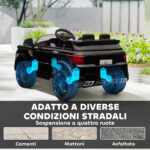 Macchina Elettrica per Bambini 3-6 Anni con Telecomando, Luci LED e Clacson, in PP e Metallo, 110x68x52 cm, Nero - immagine 9