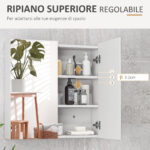 Armadietto a Specchio a 3 Ripiani Interni Regolabili, in Legno e Vetro, 60x15x60 cm, Bianco - immagine 5