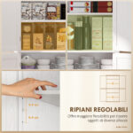 Mobile Cucina Alto con 6 Ripiani Regolabili e 2 Ante in Legno, 76x40,5x184 cm, Bianco - immagine 5