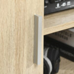 Mobile TV Moderno con 2 Ripiani, Fori Passacavi e 2 Armadietti in MDF 105x40x55cm - Quercia - immagine 8