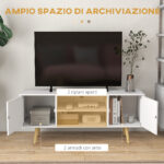 Mobile TV 55" max con 2 Armadietti e 2 Ripiani Aperti, in Legno e Truciolato, 120x34x50 cm, Bianco - immagine 4