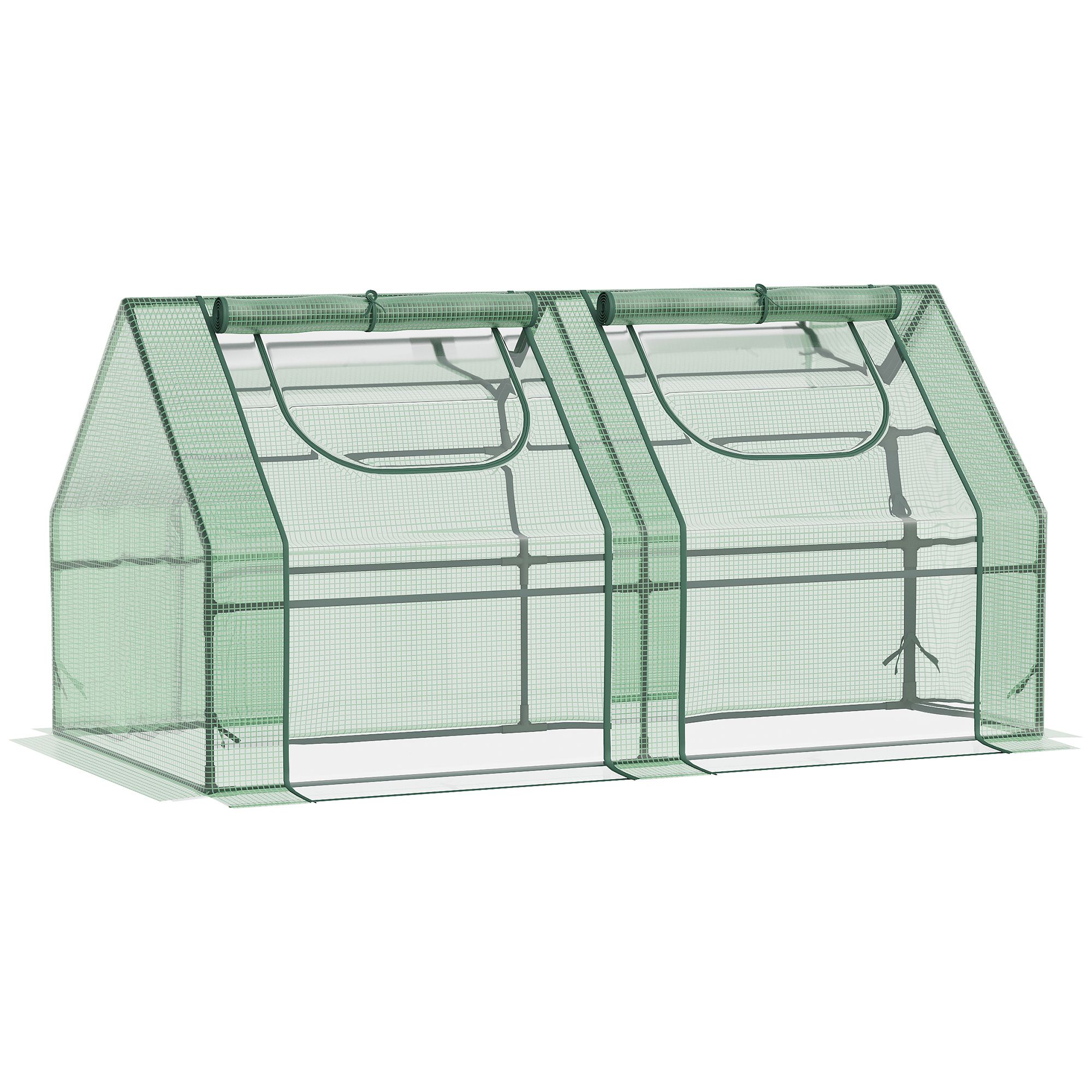 QAI938193e21134be.jpg Serra per Piante Orto con 2 Coperture in PE e PVC, Struttura in Acciaio - Verde 180x90x90cm - immagine 1