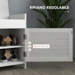Panca Scarpiera con Ripiano Interno Regolabile su 3 Livelli, in MDF e Simil Lino, 90x36x50 cm, Bianco e Grigio - immagine 6