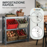 Scaffale per 6 Casse di Bevande Autoportante a 3 Livelli con Ripiani Regolabili, 110x30x110cm, Grigio - immagine 4