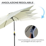 Ombrellone da Giardino Inclinabile a 8 Stecche con Manovella, in Metallo e Poliestere, Ø295x250 cm, Beige - immagine 4