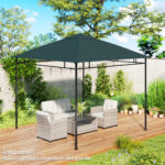 Tetto di Ricambio per Gazebo 3x3 m in Poliestere Grigio con 8 Fori di Ventilazione - immagine 2
