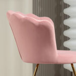 Sedia Moderna Ergonomica con Schienale a Petalo Vellutato Rosa e Gambe Incrociate Oro, 69x64x80 cm - immagine 8