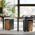 Mobile per Ufficio con Ripiano Aperto, Cassetto con Serratura e Armadietto, 40x35x60 cm, Marrone - immagine 9