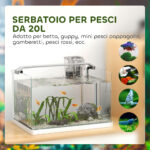 Acquario in Vetro con Luci LED da 20L, Filtro e Pompa d'Acqua, 38x26x27 cm, Bianco - immagine 6