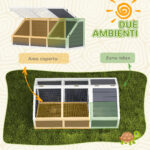 Casetta per Tartarughe di Terra senza Fondo, in Legno di Abete e Acciaio Zincato, 120x55x50A cm, Grigio e Bianco - immagine 6