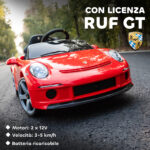 Macchina per Bambini 3-5 Anni con Licenza Ufficiale RUF GT, Telecomando, Cintura di Sicurezza e Musica, Rosso - immagine 4