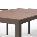 Set da Giardino 7 Pezzi in Plastica con 6 Sedie Impilabili e Tavolo Rettangolare, Kaki e Marrone - immagine 6