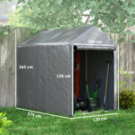 Capanno Attrezzi Tenda Garage con Copertura Anti UV e Telaio in Metallo, 120x179x165cm, Grigio Chiaro - immagine 3