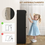 Scarpiera Slim con 2 Cassetti Ribaltabili e 3 Vani Aperti, Capacità 15 Scarpe, 83x24x90,5 cm, Nero - immagine 7