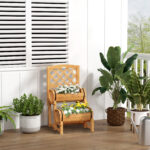 Fioriera da Esterno a Mezza Botte in Legno d'Abete con Design Verticale Rialzato, 45x45x80 cm - immagine 8