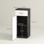 Mobile Bagno con Cassetto e Armadietto in Legno, 35x30x77,5cm, Bianco e Nero - immagine 3