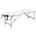 Lettino Massaggi Portatile Pieghevole e Professionale in Alluminio bianco 215x81x61-84cm