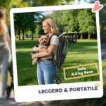 Passeggino per Cani con 2 Finestre a Rete, in Acciaio e Tessuto Oxford, 76x44x103 cm, Nero e Verde Scuro - immagine 5