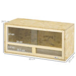 Terrario per Rettili in Legno con Porte in Vetro Scorrevoli e Pannelli in Rete, 60x29,5x29,5cm - immagine 3