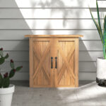 Casetta da Giardino in Legno a 2 Ante con Maniglie in Stile Country, 77x55x72 cm, Marrone - immagine 7