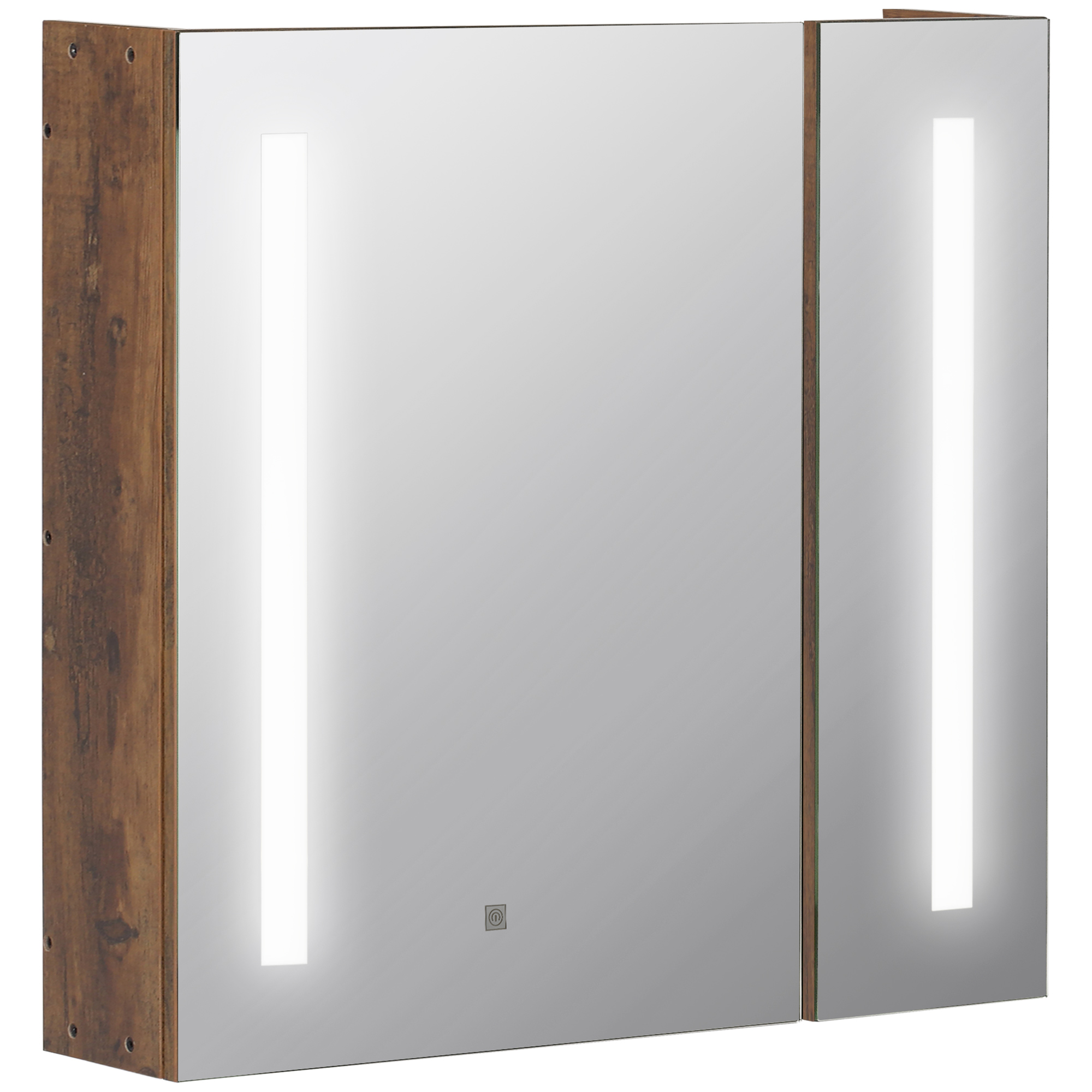 RDPa52198ef96b485.jpg Specchiera Bagno con Luci LED Regolabili, 2 Ante e Mensola Regolabile, 70x15x65cm, Marrone - immagine 1