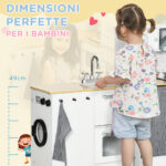 Cucina Giocattolo 2 Pezzi per Bambini 3-6 Anni con Utensili da Cucina, Luci ed Effetti Sonori, in MDF e PP - immagine 7