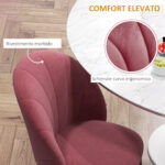 Set 2 Sedie da Pranzo in Velluto Imbottite con Gambe in Metallo, Rosso - immagine 6