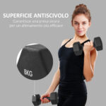 Set 2 Manubri Esagonali da 2x8 kg in Metallo e Plastica con Impugnatura Antiscivolo, 24x11x11 cm, Nero - immagine 6
