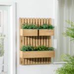 Fioriera da Esterno Verticale in Legno con 3 Vasi Rimovibili, 60x16x80cm - immagine 2
