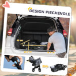 Passeggino per Cani con Cesto, Cuscino e 2 Guinzagli, in Acciaio e Tessuto Oxford, 81x48x99 cm, Nero e Grigio - immagine 5