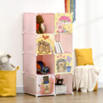 Mobile Scarpiera Modulare Salvaspazio, 6 Cubi 35x45x35 cm in Acciaio e PP, 74x47x144 cm, Rosa - immagine 2