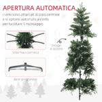 Albero di Natale Innevato con 850 Rami e Design a Sezioni, in Plastica e Acciaio, Ø110x180 cm, Verde - immagine 6