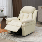 Poltrona Relax Alzapersona Elettrica con Imbottitura Spessa e Telecomando, 96x93x105cm, Crema - immagine 8