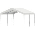 Garage Portatile 4x4m con Tettoia anti UV, Pioggia e Vento per Veicoli, Matrimoni e Feste - Bianco