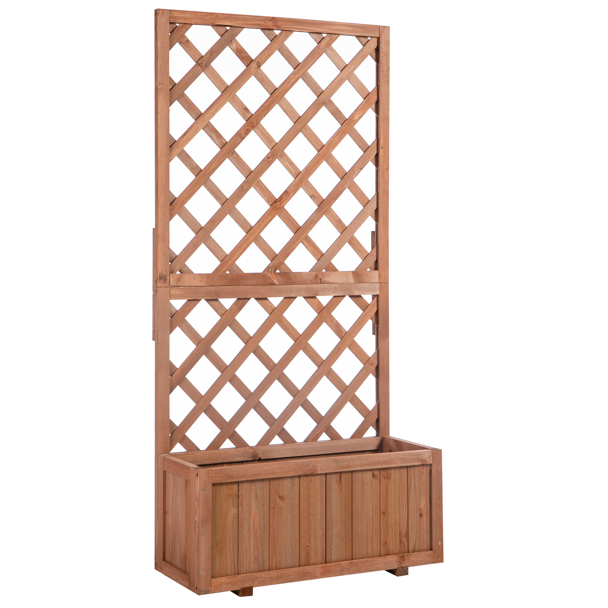 Rnu16c197bff32a51.jpg Fioriera da Esterno con Grigliato per Rampicanti e Vaso, in Legno di Abete, 72,5x31,5x149,5 cm, Arancio - immagine 1