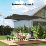Tettuccio di Ricambio per Gazebo 4x3 m con 10 Fori di Drenaggio, Grigio Chiaro - immagine 2