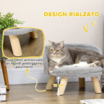 Divano per Gatti e Cani Rotondo in Peluche e Legno con Cuscino Extra, Ø40,5x33 cm, Grigio - immagine 6