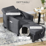 Poltrona Letto Singolo Reclinabile su 3 Livelli con Cuscino Extra, 69x82x85cm, Grigio - immagine 7