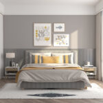 Set di 2 Comodini Moderni con Cassetto e Mensola, Base Rialzata e Gambe in Legno, 50x39x51cm, Bianco e Rovere - immagine 2