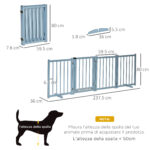 Cancellino Pieghevole per Cani Taglia Piccola/Media con 4 Pannelli in Legno e Porta, 237,5x36x80 cm, Grigio - immagine 3