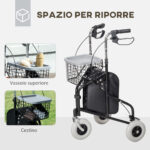 Deambulatore per Anziani e Disabili ad Altezza Regolabile con Cestino e Vassoio, 60x62x84-1,5 cm, Nero - immagine 4