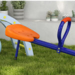 Altalena a Bilico per Bambini 3-8 Anni con Rotazione a 360°, in Acciaio e PP, 192x60x60 cm - immagine 8