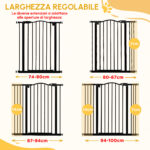 Cancelletto per Cani Estensibile con 4 Viti Regolabili, in Metallo e Plastica, 74-1x94 cm, Nero - immagine 7
