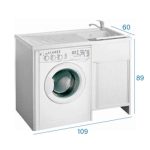 Mobile Lavanderia Con Vaschetta Reversibile 109 x 60 x H89 Chiusura a Serrandina Colore Bianco
