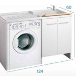 Mobile Coprilavatrice a Due Ante Con Vaschetta Integrata a destra Colore Bianco 60x124x h89 cm
