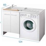 Mobile Coprilavatrice a Due Ante Con Vaschetta Integrata a sinistra Colore Bianco 60x124x h89 cm