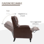 Poltrona Relax Reclinabile 90° e 150° Manuale in Pelle - immagine 5